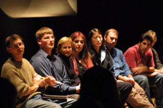 Our group on the Verandah during the dialog with the audience the evening of the premiere of Ecce Homology at the Fowler